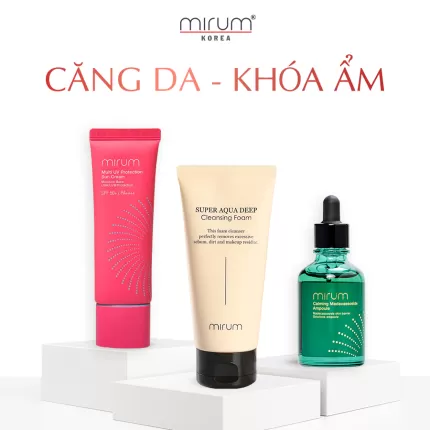 Combo làm sạch, dưỡng ẩm, chống nắng Mirum